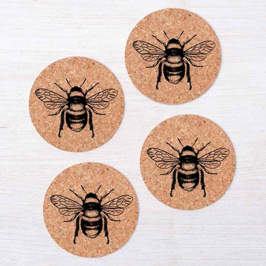 Honey Bee Cork Coaster Sold Individually