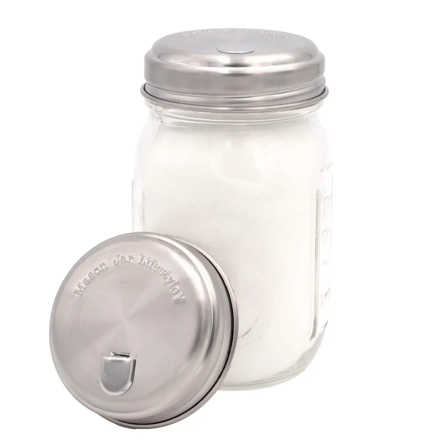 Sugar Dispensing Stainless Steel Lids For Mason Jars 2 Pack
