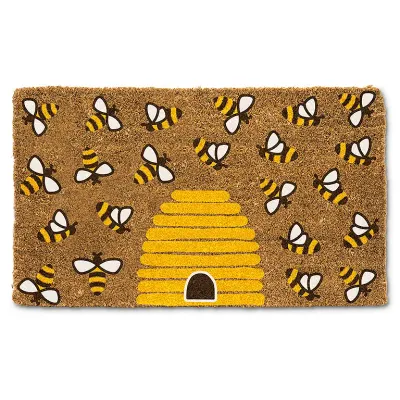 Honey Bee &amp; Skep Door Mat