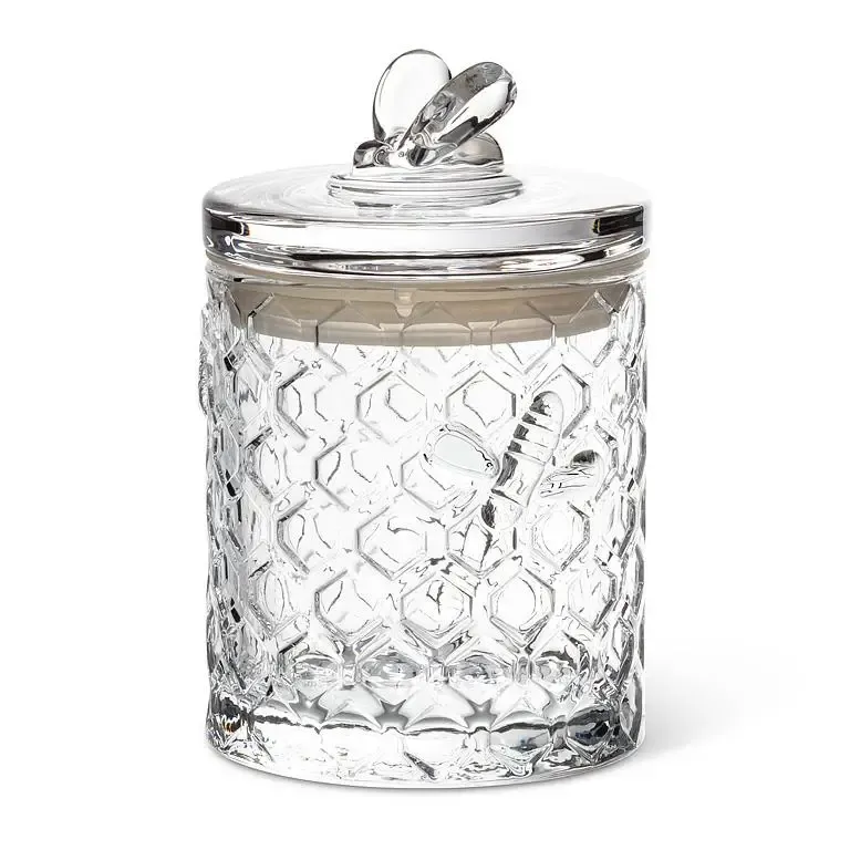 Honeycomb Jar with Bee On Sealed Lid