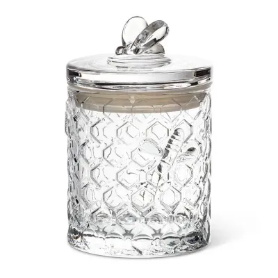 Honeycomb Jar with Bee On Sealed Lid