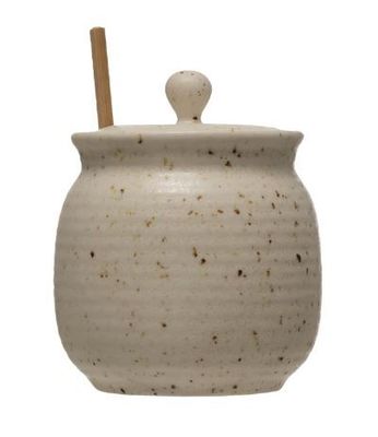 White Speckled Honey Pot