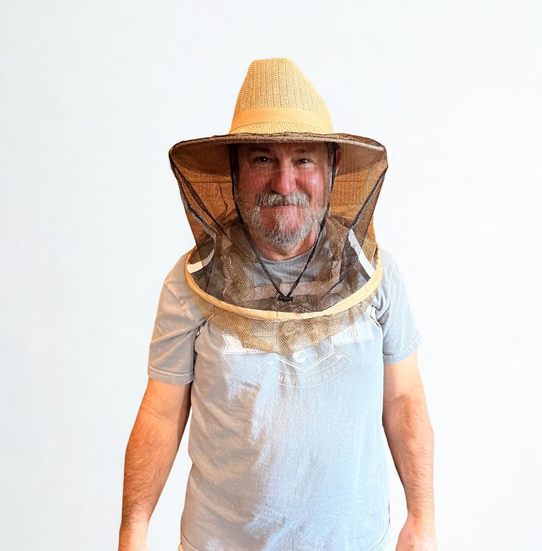 Straw Hat Veil with Arm Straps