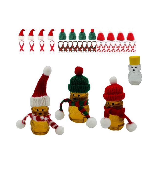 2 oz Honey Bears with Festive Tobaggan Hats &amp; Scarfs