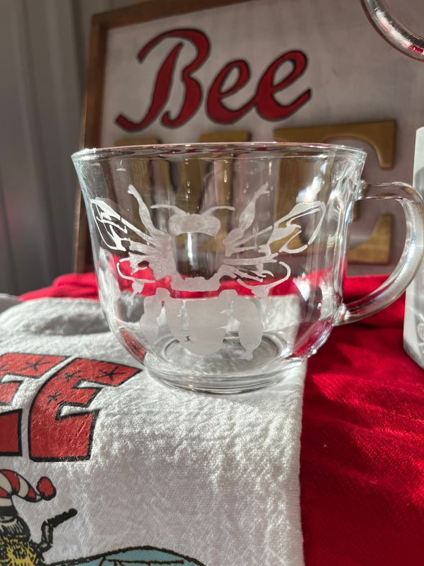Honey Bee Glass Mugs, Set of 2