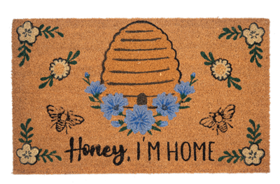 Honey I'm Home Floral Skep Door Mat