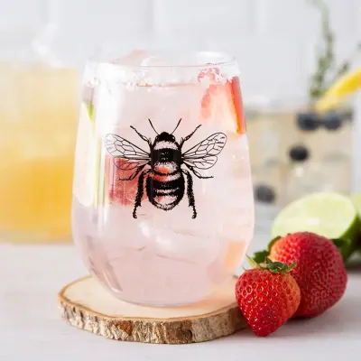 Honey Bee Stemless Wine Glass