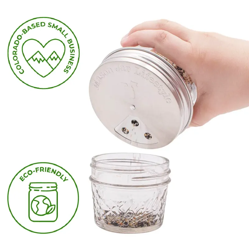 4 Pack Stainless Steel Spice Lids for Mason Jar