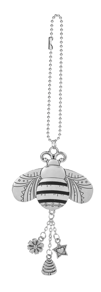 Rear View Mirror Silver Bee Car Charm