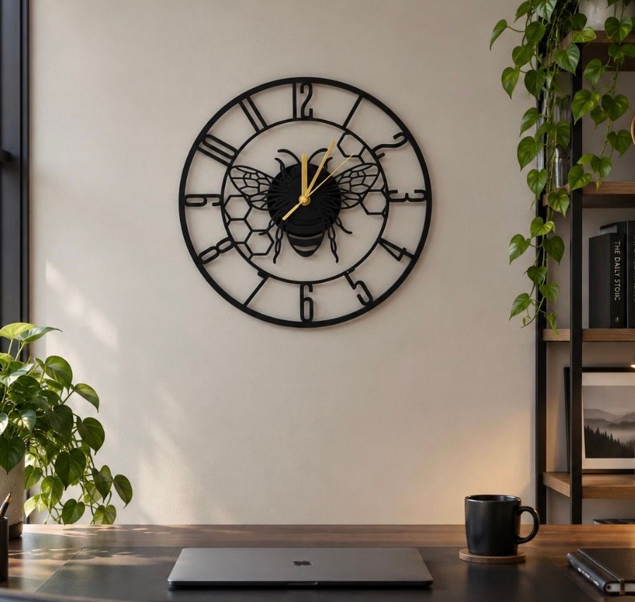 Metal Honey Bee Clock