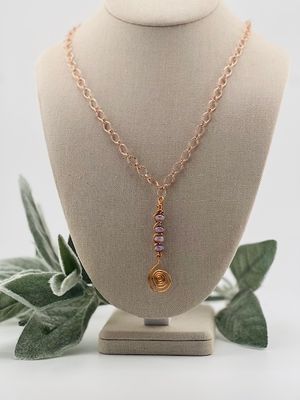 Lavender &amp; Copper Handmade Necklace – 30” Hypoallergenic Modern Artisan Jewelry