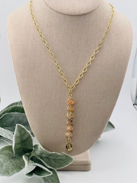 Dramatic Drip Taupe and Soft Peach - Artesian Necklace