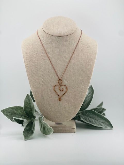 Handmade Copper Heart Necklace – 18&quot; Tarnish-Resistant Dainty Copper Chain