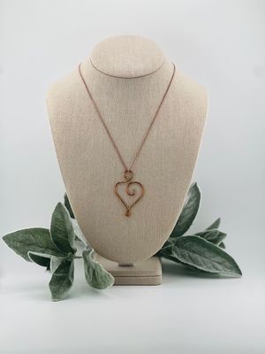 Handmade Copper Heart Necklace – 18&quot; Tarnish-Resistant Dainty Copper Chain