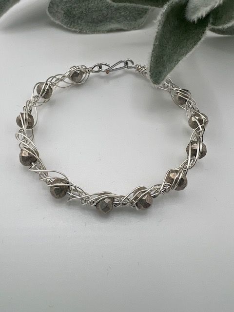 Embraced Silver Diamond-Cut Beaded Bracelet – Lightweight Wire-Wrapped Design (7&quot;, Tarnish-Resistant &amp; Hypoallergenic)
