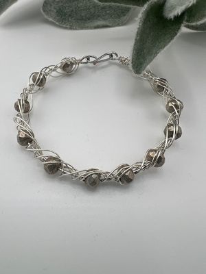 Embraced Silver Diamond-Cut Beaded Bracelet – Lightweight Wire-Wrapped Design (7&quot;, Tarnish-Resistant &amp; Hypoallergenic)