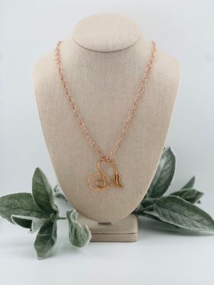 Large Handmade Copper Heart Necklace – 30&quot; Tarnish-Resistant Hypoallergenic Chain