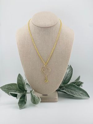 Gold-Plated Heart Pendant Necklace with Crystals – 18&quot; Hypoallergenic Tarnish-Resistant Chain