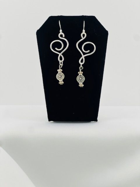 Open Swirl Hammered Silver Earrings – Handcrafted with Ornate Silver Swirl Beads
