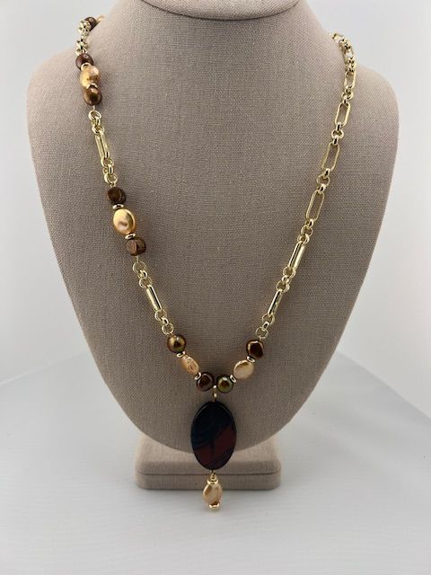 Fall Collection - Pearl and Chain Necklace