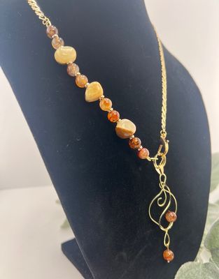 Fall Collection - Stone Necklace with Spiral Pendant