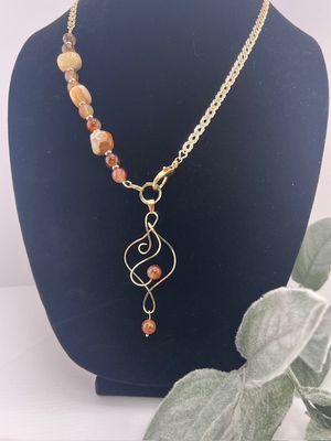 Fall Collection - Stone Necklace with Spiral Pendant