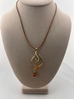Fall Collection - Gold Swirl Pendant with Amber Quartz
