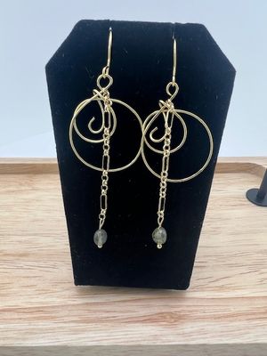 Fall Collection - Gold-Filled Double Hoop Swirled Earring with Quartz Stones