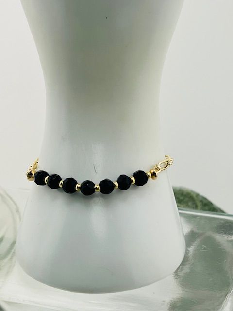 14K Gold-Filled Black and Gold Bead Bracelet
