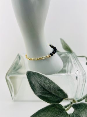 14K Gold-Filled Black and Gold Bead Bracelet