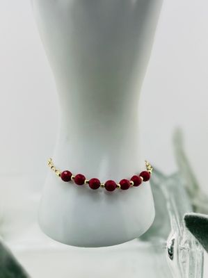 14k Gold-Filled Red Coral Bead Bracelet