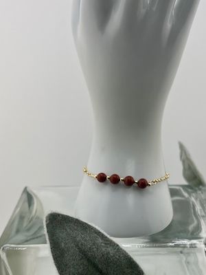 14K Gold-Filled Red Jasper Bead Bracelet