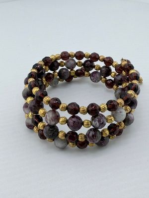 Majestic Plum Quartz Stone Spiral Bracelet