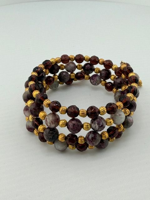 Majestic Plum Quartz Stone Spiral Bracelet