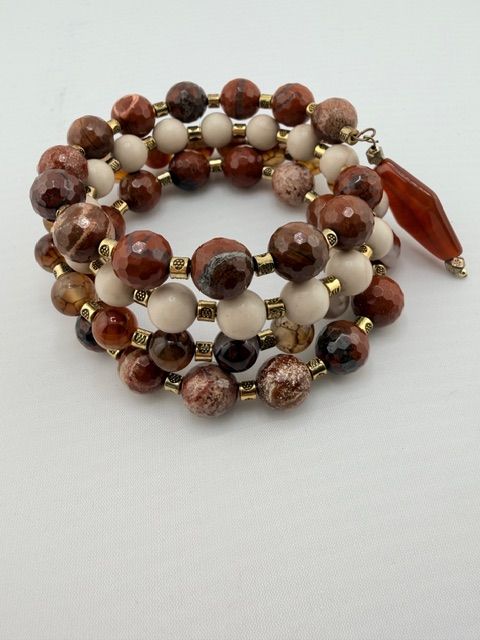 Rustic Stone Spiral Cuff Bracelet