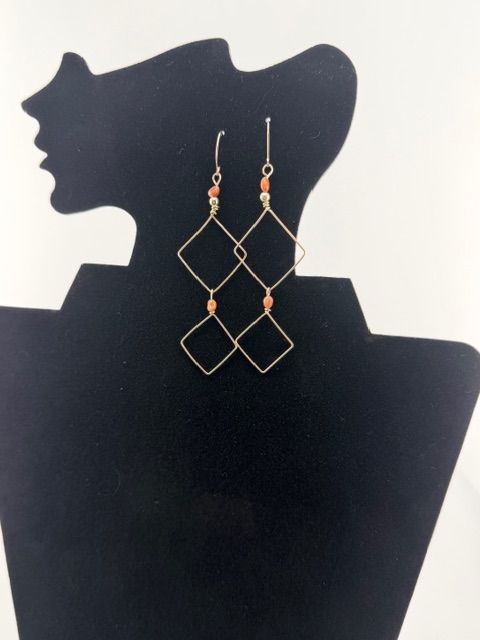 14K Gold-Filled Square on Square Earrings with Quartz Stone