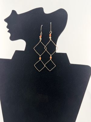 14K Gold-Filled Square on Square Earrings with Quartz Stone