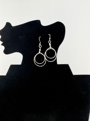 Double Hoop Silver Earrings