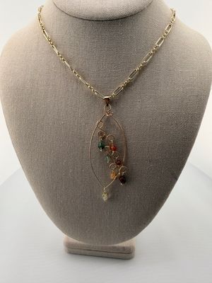 14K Gold-Filled Cascade Multi-Colored Teardrop Necklace