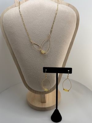 Lemon Jade Stone Necklace with Earrings