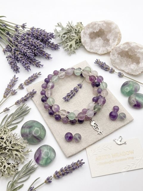 Cherry Blossom &amp; Lavender Wrap Bracelet