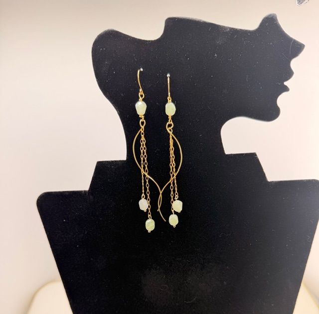 Jade Stone Drape Earrings