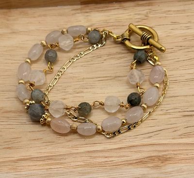 Rose & Chrysoprase Gilded Cascade Bracelet