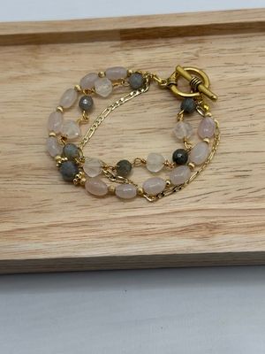 Rose & Chrysoprase Gilded Cascade Bracelet