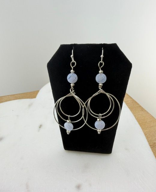 Blue Lace Orbit Earrings -  Coastal Boho