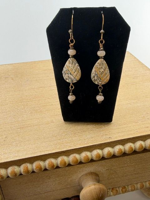 Autumn Leaf Carved Jasper Drops - Earthy Boho