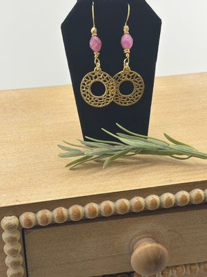 Magenta Meadow Gold Earrings