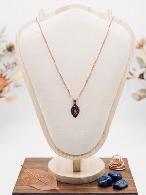 Copper Leaf Pendant with Blue Sodalite Stone