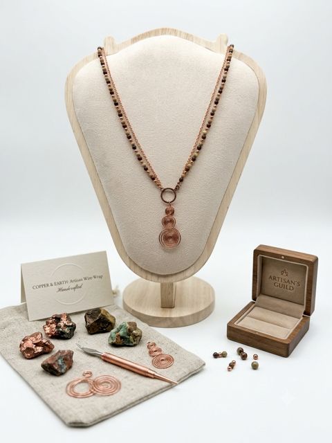 Copper and Stone  Beaded Necklace - Prairie Drift