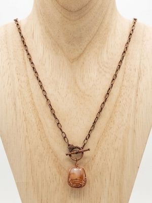 The Agate Chrysalis Pendant Necklace - Copper